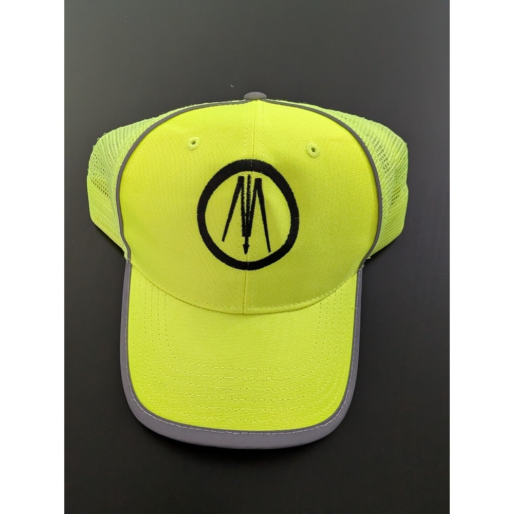 Outdoor Cap Reflective Safety Yellow Gray Hat OSFM Strapback M‎ Mountain Logo
